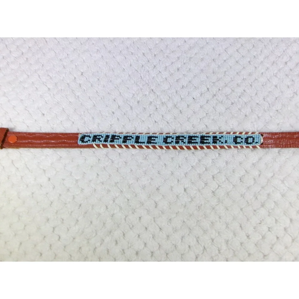 Cripple Creek‎ Co Decorative Beaded Leather Dog Collar Size 20 Western Cowhide